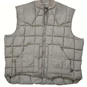 Vtg Walls Puffer Quilted Vest Tan Cleburne Texas Workwear USA 70s